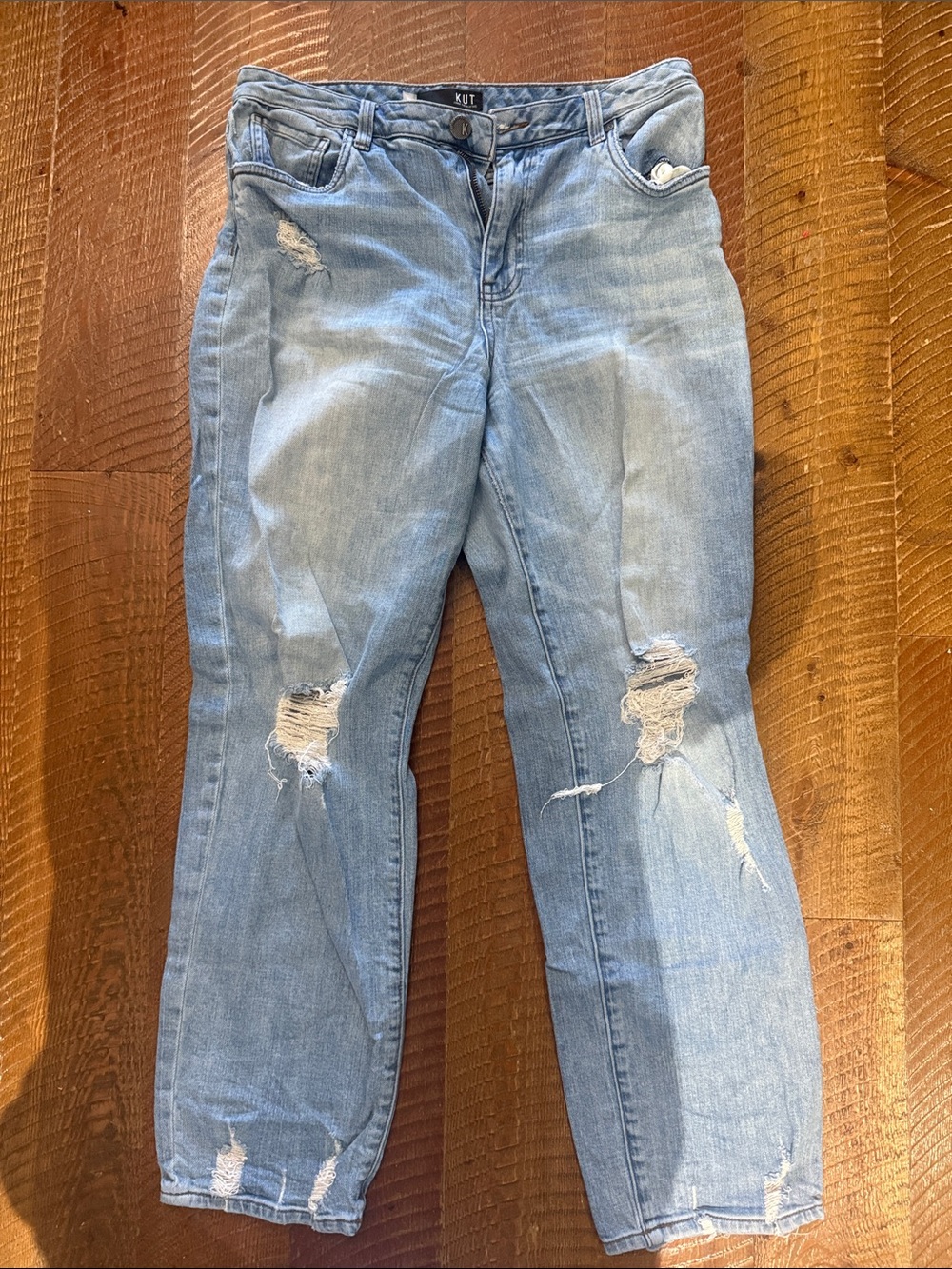 Kut from the Kloth Light Wash Distressed Boyfriend Jeans